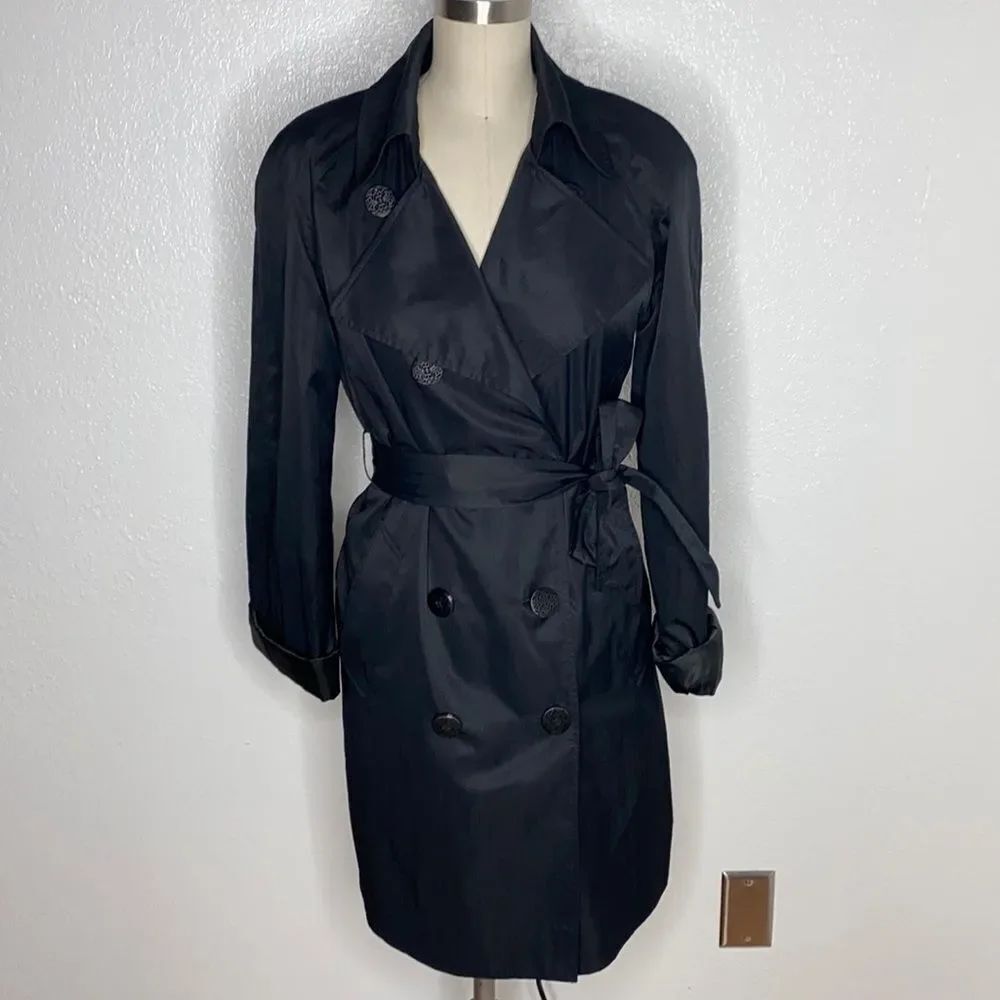 Elie Tahari black trench coat blazer M